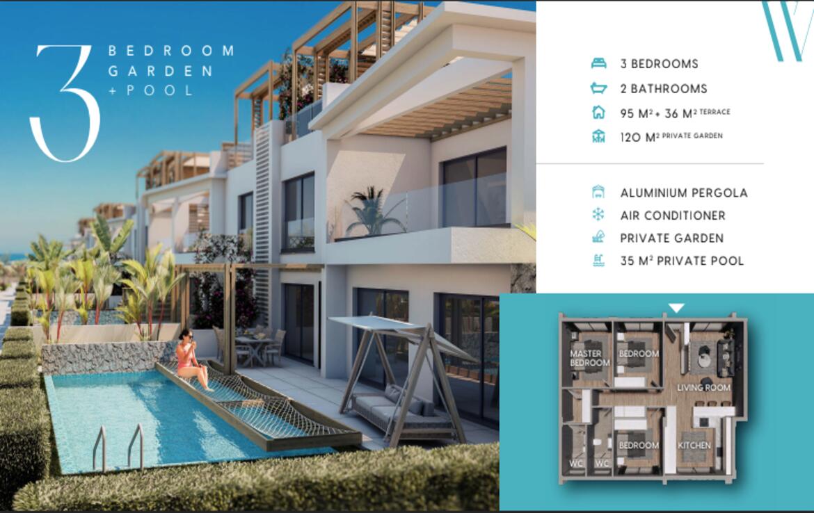 Апартаменты 3+1 с садом в Эсентепе